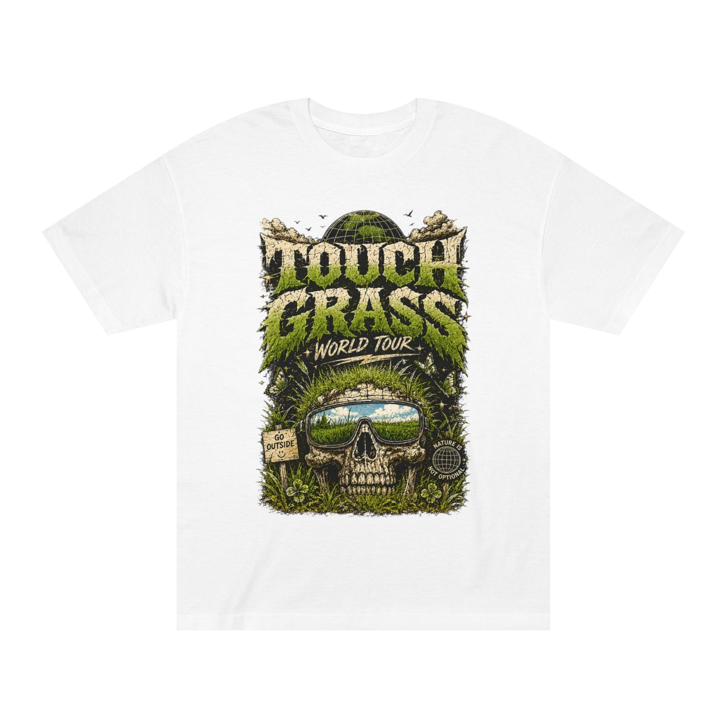 Touch Grass Tour T-Shirt — 'Touch Grass World Tour' Band Tee with Skull & Tour Dates