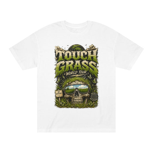 Touch Grass Tour T-Shirt — 'Touch Grass World Tour' Band Tee with Skull & Tour Dates