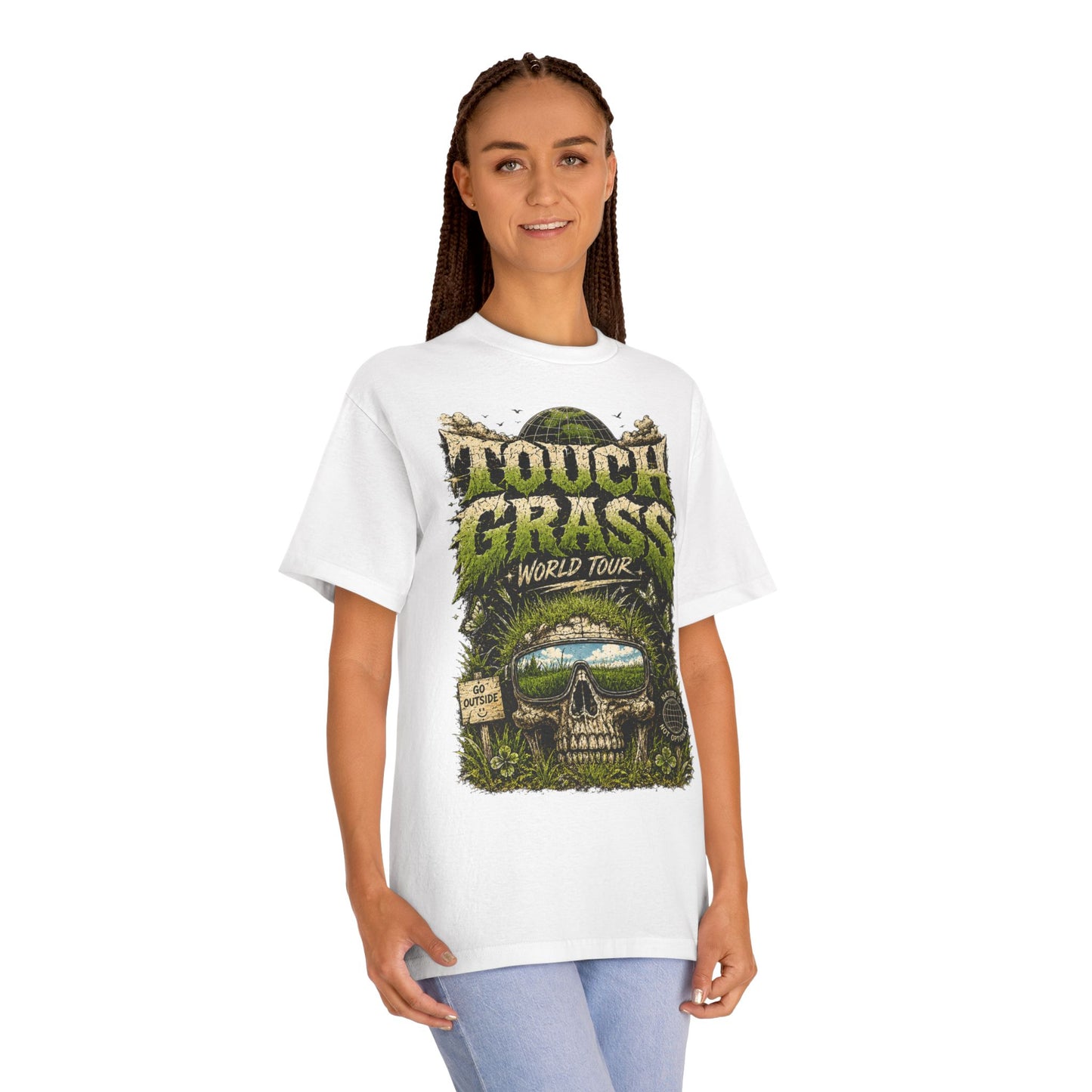 Touch Grass Tour T-Shirt — 'Touch Grass World Tour' Band Tee with Skull & Tour Dates